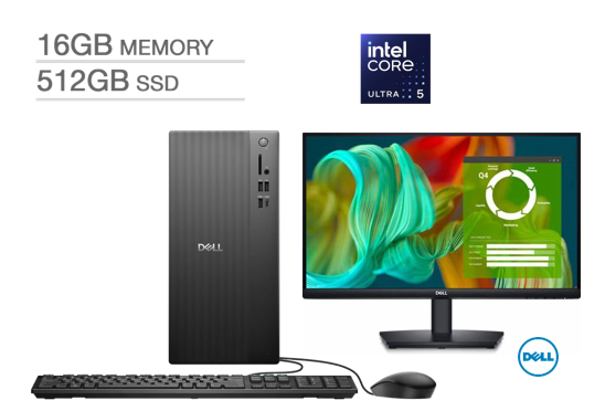 Dell ECT1250 TOWER Core™ Ultra 5 225 512GB SSD 16GB WIN11 Pro Keyboard Mouse BLACK