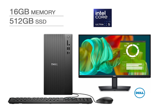 Dell ECT1250 TOWER Core™ Ultra 5 225 512GB SSD 16GB WIN11 Pro Keyboard Mouse BLACK
