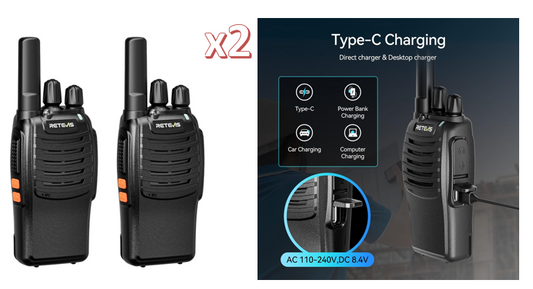 Retevis 2 Pack H-777 2 Way Radios Long Range Rechargeable Hand Free Adults Walkie Talkies with Charging Base