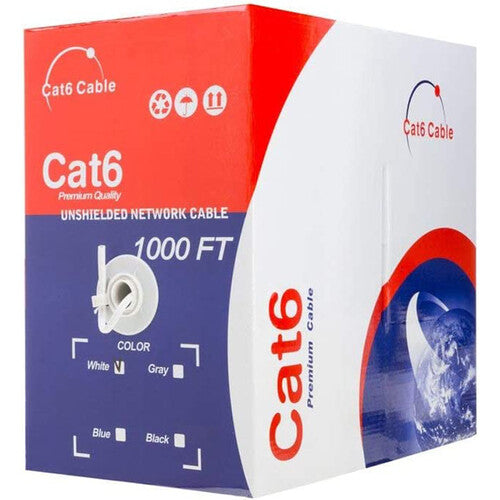 CAT6 WHITE Cat-6 UTP CCA Cable 1000Ft (Packing: Pull Out Box)