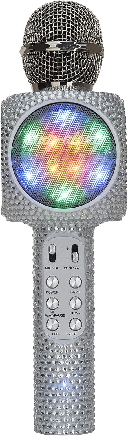 Bling Sing-Along Bling Bluetooth Karaoke Microphone and Bluetooth Stereo Speaker All-in-One (Silver Bling)