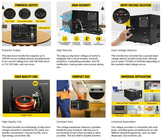 1000W Peak Voltage Converter Step Up Down Transformer 240V-110V / 110V-240V