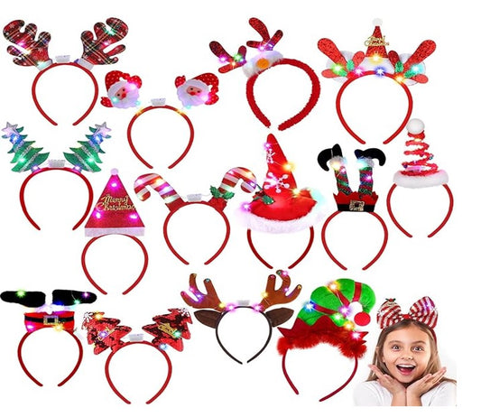 Wettarn Light up Christmas Headbands Christmas LED Headbands, Christmas Light up Headbands LED ChristmasHair Accessories for Women Men Christmas Parties Favors Decoration Supplies