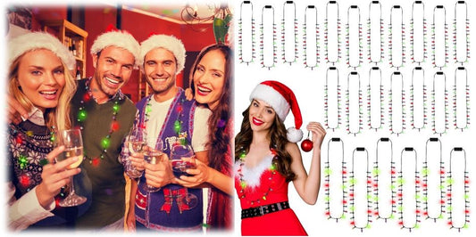 Remuuly Christmas Light Necklace Bright Light up Bulb Necklace, Christmas Light up Jewelry LED Mini Bulbs LED Necklace for Kids Girl Ugly Party Favors Birthday Xmas Accessories