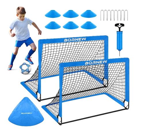 Kids Soccer Goal for Backyard - 2 Toddler Soccer Nets Training Equipment, Soccer Ball, Pop Up Portable Soccer Set for Youth Games - Size 4' x 3