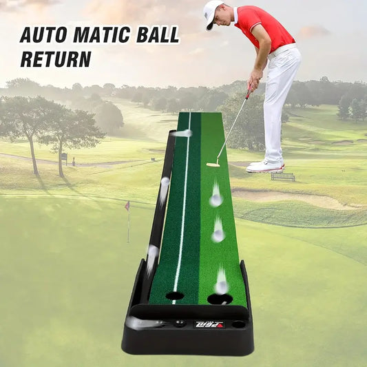 ProMaster Indoor Golf Putting Green Mat - Swing Trainers for Home and Office Practice with Auto Ball Return, Realistic Golf Game Experience