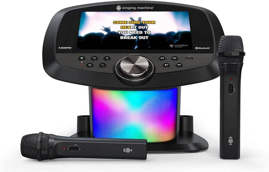 Karaoke Hub Wi-Fi with 10.1" LCD touchscreen display, 2 Wireless Microphones,