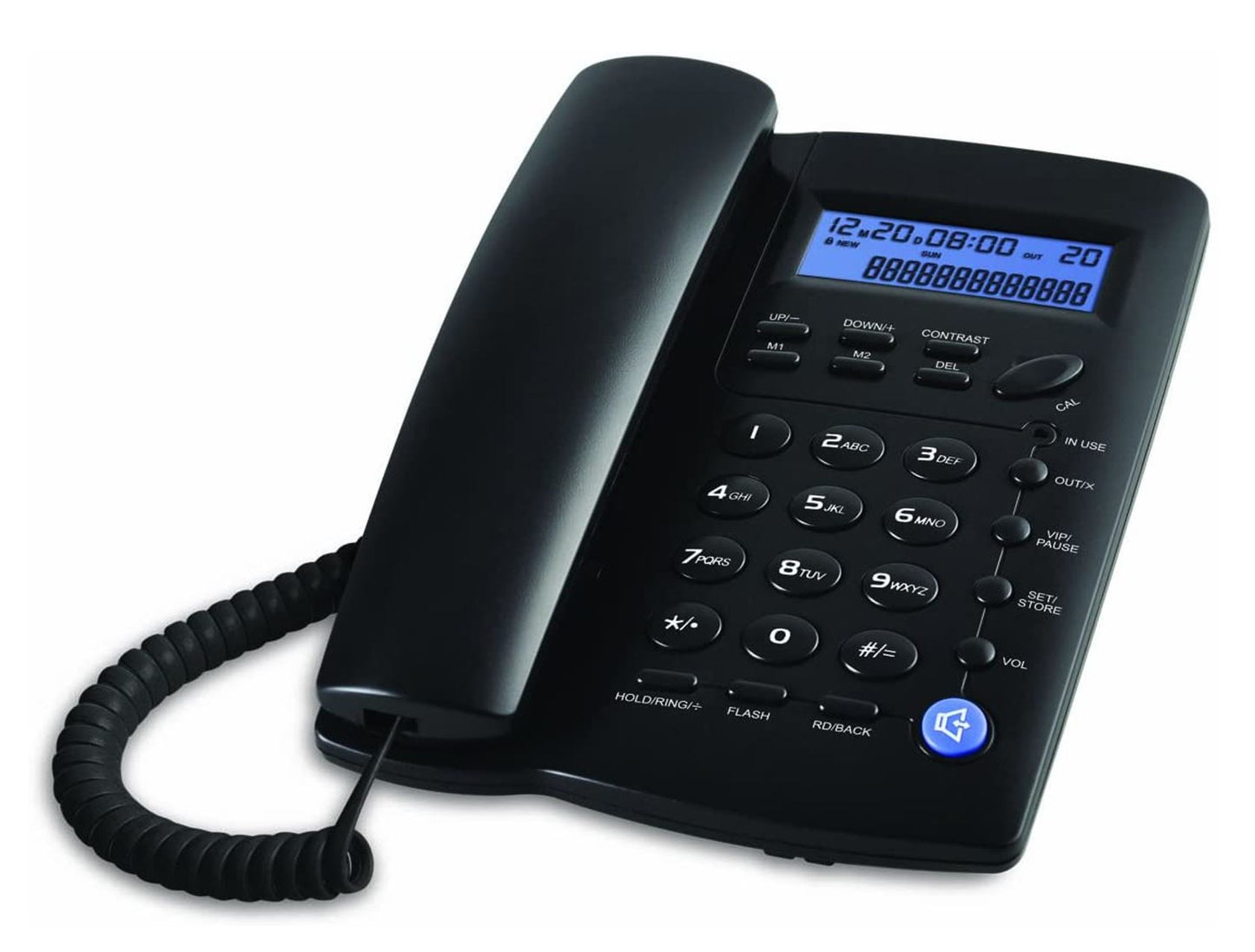 Ornin Y043 Corded Telephone with Speaker, Display, Desk Phone Only (Black)