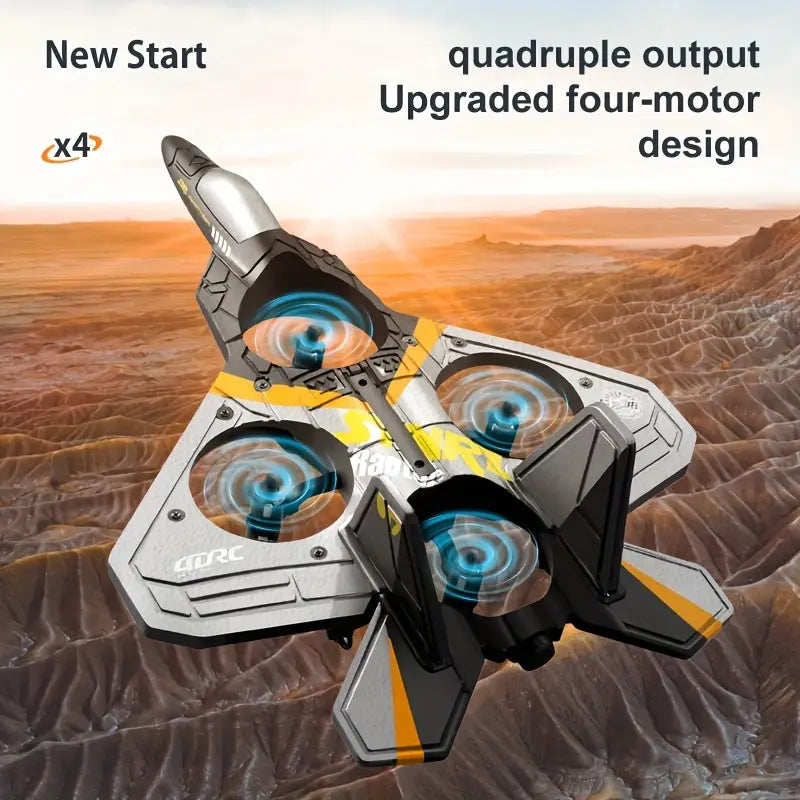 STNRL Raptor 2.4GHz 6-Channel RC Airplane with 4 Motors, Gravity Sensing, Stunt Roll