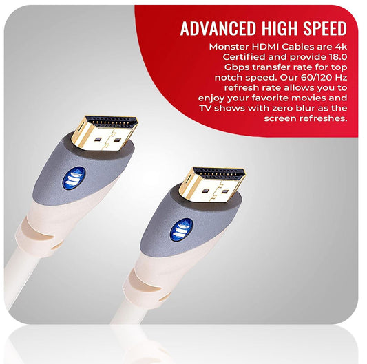 Monster 6ft HDMI Cable 4k Ultra HD with Ethernet Cord - 60/120 Hz Refresh Speed