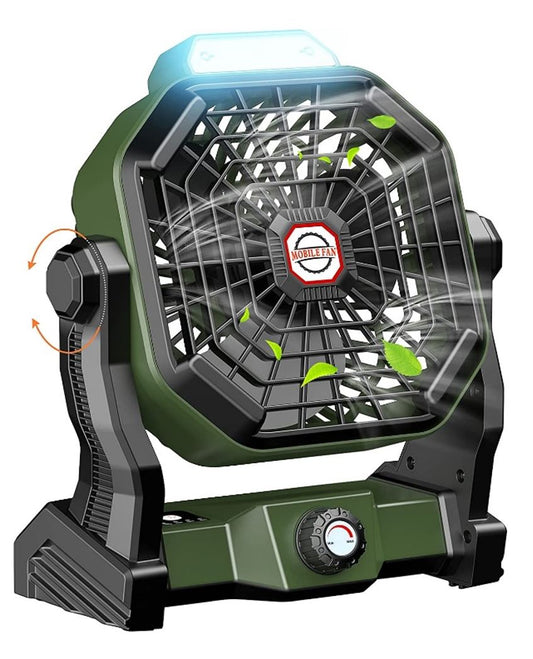 Portable Fan Rechargeable, 10400mAh Battery Operated Powered Fan, Outdoor Camping Fan with Light & Hook,Personal USB Desk Fan, for Bedroom, Table, Home, Office, Tent, Travel