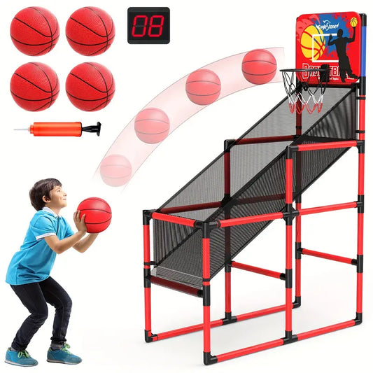4 Balls EagleStone Kids Basketball Hoop Arcade Game with Electronic Scoreboard Cheer Sound, Indoor Outdoor Basketball Game Toys for 3-6 5-7 8-12 Toddlers Boys Girls