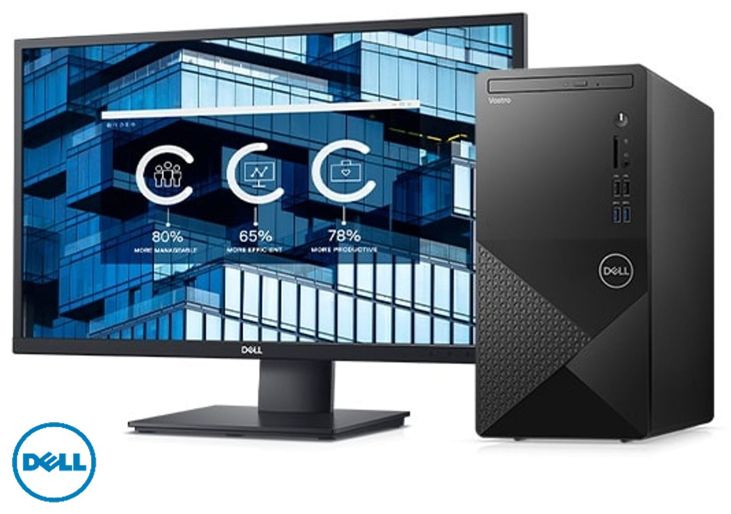 Dell Vostro 3888 Tower Core™ i5-10400 1TB + 256 SSD 12GB DVD-RW W10 Pro USB Keyboard & Mouse
