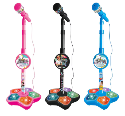 LED Light-Up Kids' Karaoke Microphone Toy with Adjustable Stand - Portable, Handheld