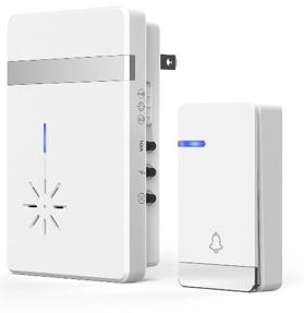 Tilvision Self-Powered Wireless Doorbell for Home - 1 Push Button Ringer & 1 Chime Receiver, Battery Free Cordless Doorbell, 656 Feet, Wireless Door Bell w/LED Flash, White