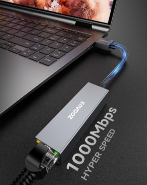 USB to Ethernet Adapter, ZOOAUX USB 3.0 to RJ45 1000Mbps Gigabit LAN Adapter Compatible with MacBook, Surface, Laptop PC