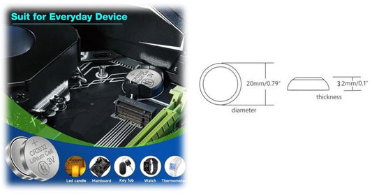 CR2032 Lithium Battery 3 Volt Coin Button Cell