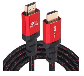 4K HDMI 2.0 Cable 50 ft. by RitzGear. 18 Gbps Ultra High Speed Braided Nylon Cord & Gold Connectors