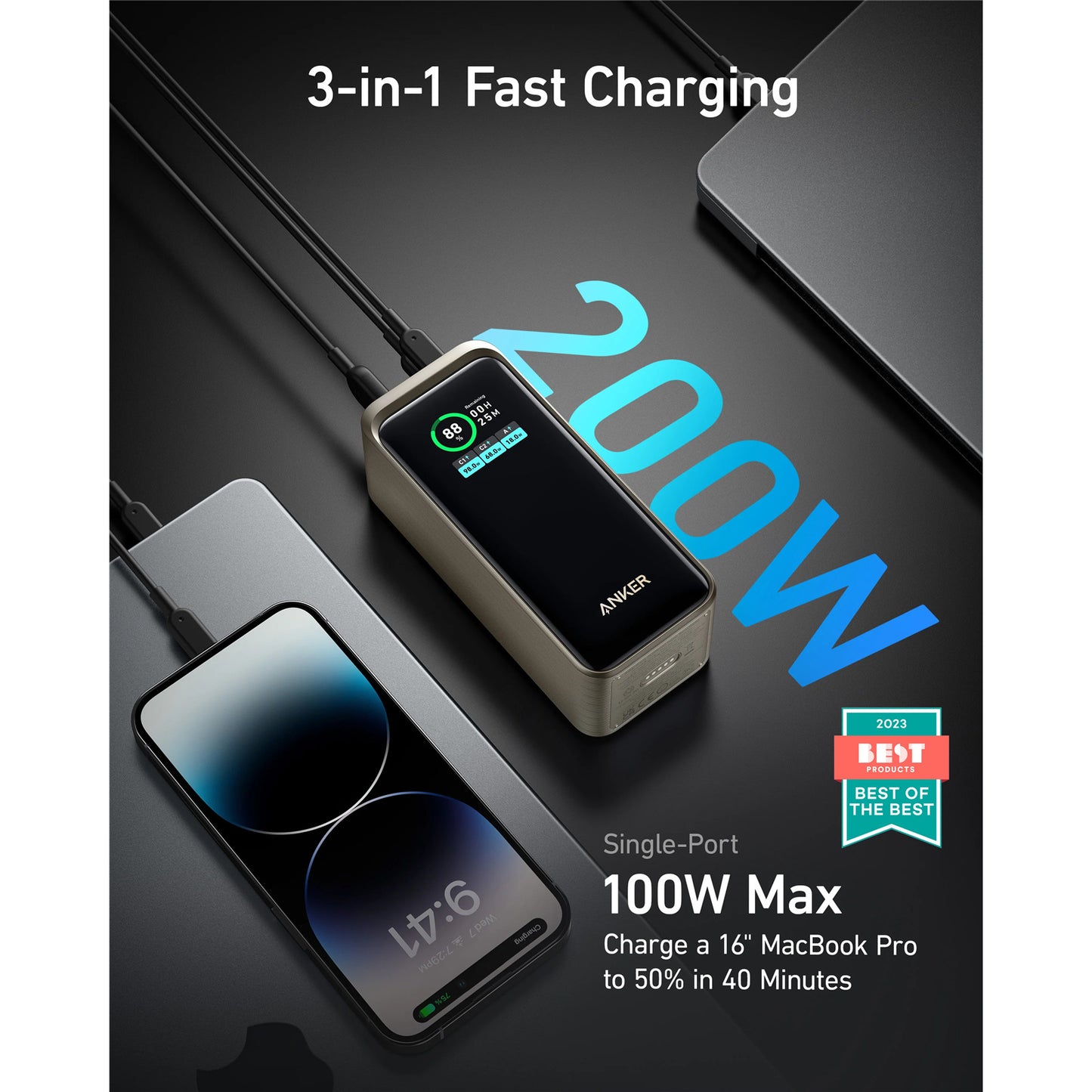ANKER Prime 20000mAh 200W PD Power Bank - Black