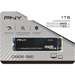 PNY CS1031 1 TB SOLID STATE DRIVE - M.2 2280 INTERNAL - PCI EXPRESS NVME (PCI EXPRESS NVME 3.0 X4) - DESKTOP PC, NOTEBOOK DEVICE SUPPORTED - 240 TB TBW - 2400 MB/S MAXIMUM READ