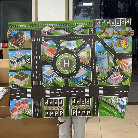 Urban Traffic Play Mat - Waterproof Cityscape Game Pad with