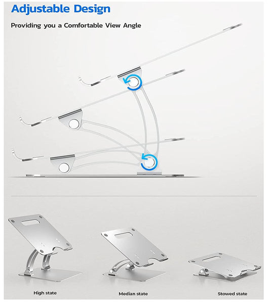 Nulaxy Laptop Stand, Ergonomic Height Angle Adjustable Laptop Riser Holder Compatible with MacBook, Air, Pro, Dell XPS, Samsung, Alienware All Laptops 11-17", Supports Up to 44 Lbs-Silver