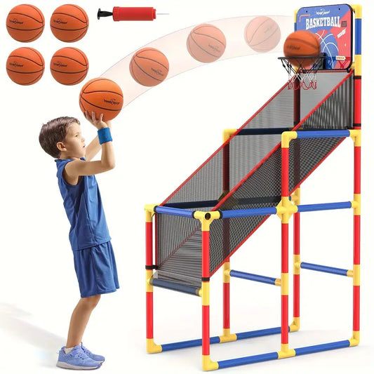 4 Balls EagleStone Kids Basketball Hoop Arcade Game with Electronic Scoreboard Cheer Sound, Indoor Outdoor Basketball Game Toys for 3-6 5-7 8-12 Toddlers Boys Girls