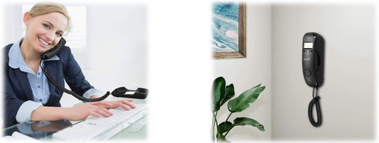 Ornin T112 Trimline Corded Telephone with Caller ID(Black)