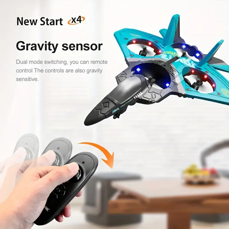 STNRL Raptor 2.4GHz 6-Channel RC Airplane with 4 Motors, Gravity Sensing, Stunt Roll