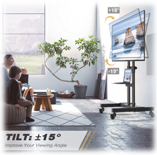 TAVR Tall Rolling TV Stand TV Cart with Wheels for 32 to 85 Inch Flat Panel TVs
