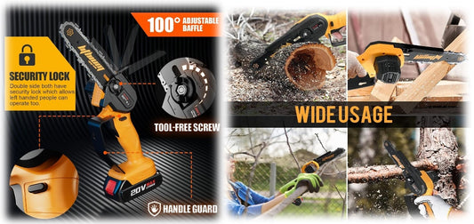 Mini Chainsaw 6-Inch with 2 Battery Mini Electric Chain Saws Cordless Handheld Portable Chainsaw for Wood Cutting