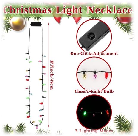 Remuuly Christmas Light Necklace Bright Light up Bulb Necklace, Christmas Light up Jewelry LED Mini Bulbs LED Necklace for Kids Girl Ugly Party Favors Birthday Xmas Accessories