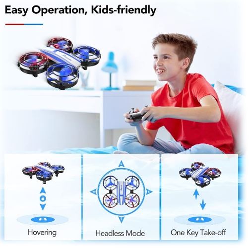 Potensic A21 Mini Drones for Kids, 2 Pack IR Battle Drone with LED Lights, RC Quadcopter with 3D Flip, 3 Speeds, Headless Mode, Altitude Hold, Toy Gift for Boys Girls (Red and Blue)