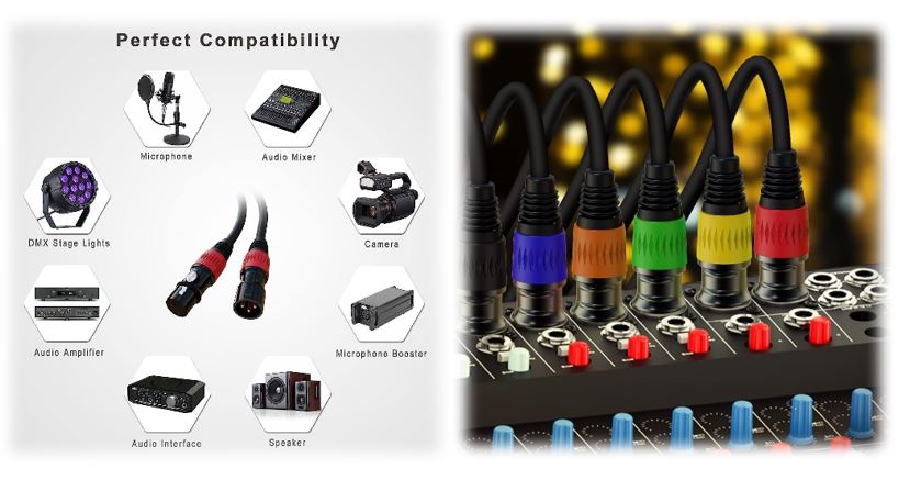 AuxLink XLR Cables, XLR Microphone Cable 25 ft , Gold-Plated 3-pin XLR Speaker Cable Male to Female Balanced Mic Cable