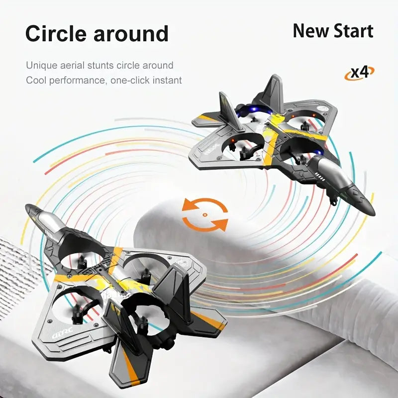 STNRL Raptor 2.4GHz 6-Channel RC Airplane with 4 Motors, Gravity Sensing, Stunt Roll