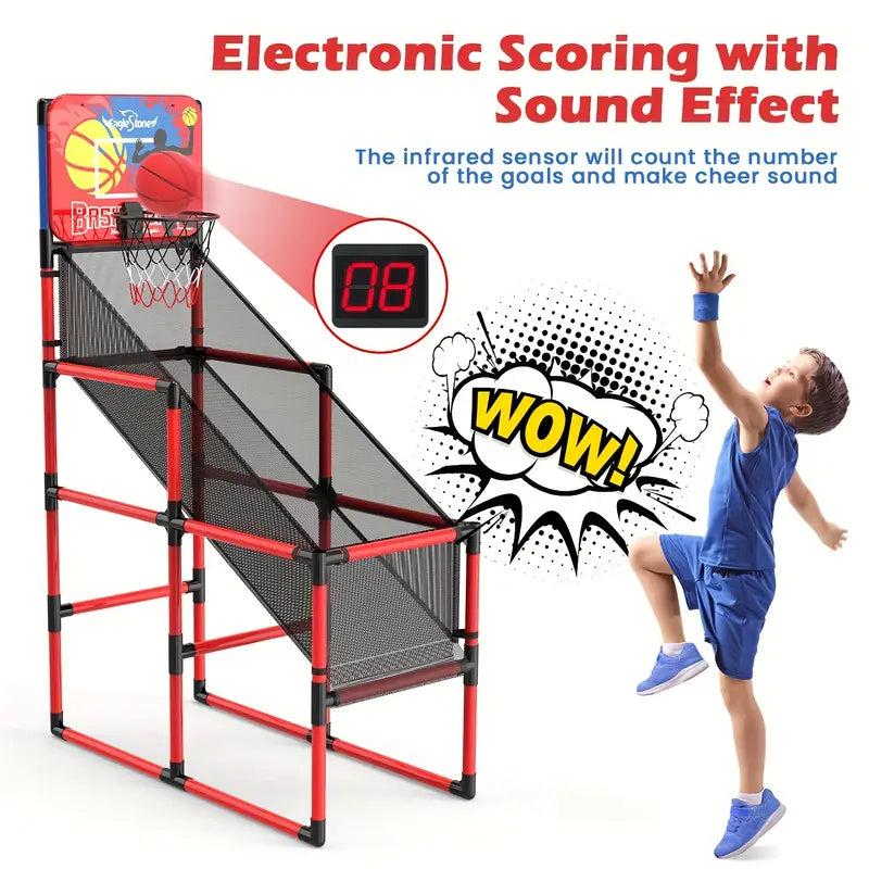 4 Balls EagleStone Kids Basketball Hoop Arcade Game with Electronic Scoreboard Cheer Sound, Indoor Outdoor Basketball Game Toys for 3-6 5-7 8-12 Toddlers Boys Girls