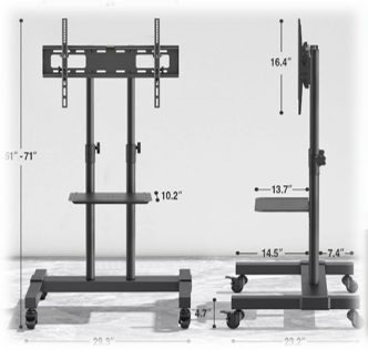 TAVR Tall Rolling TV Stand TV Cart with Wheels for 32 to 85 Inch Flat Panel TVs