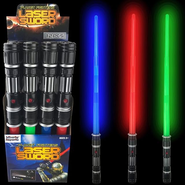 LED Light Up Sabers Set - Motion Sensitive Retractable Swords with FX Sound Effects for Kids Party Supplies, Bulk Party Favors and Cosplay