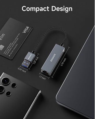 USB to Ethernet Adapter, ZOOAUX USB 3.0 to RJ45 1000Mbps Gigabit LAN Adapter Compatible with MacBook, Surface, Laptop PC