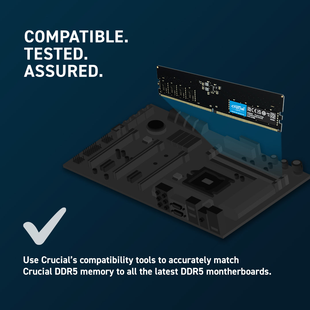 Crucial RAM 32GB DDR5 4800MHz CL40 Desktop Memory CT32G48C40U5