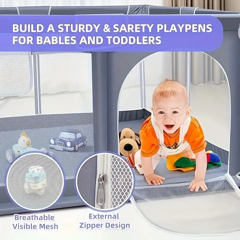Baby Playpen With Anti-Slip Mat For Indoor And Outdoor Playard Kids Activity CenterWith Gate
