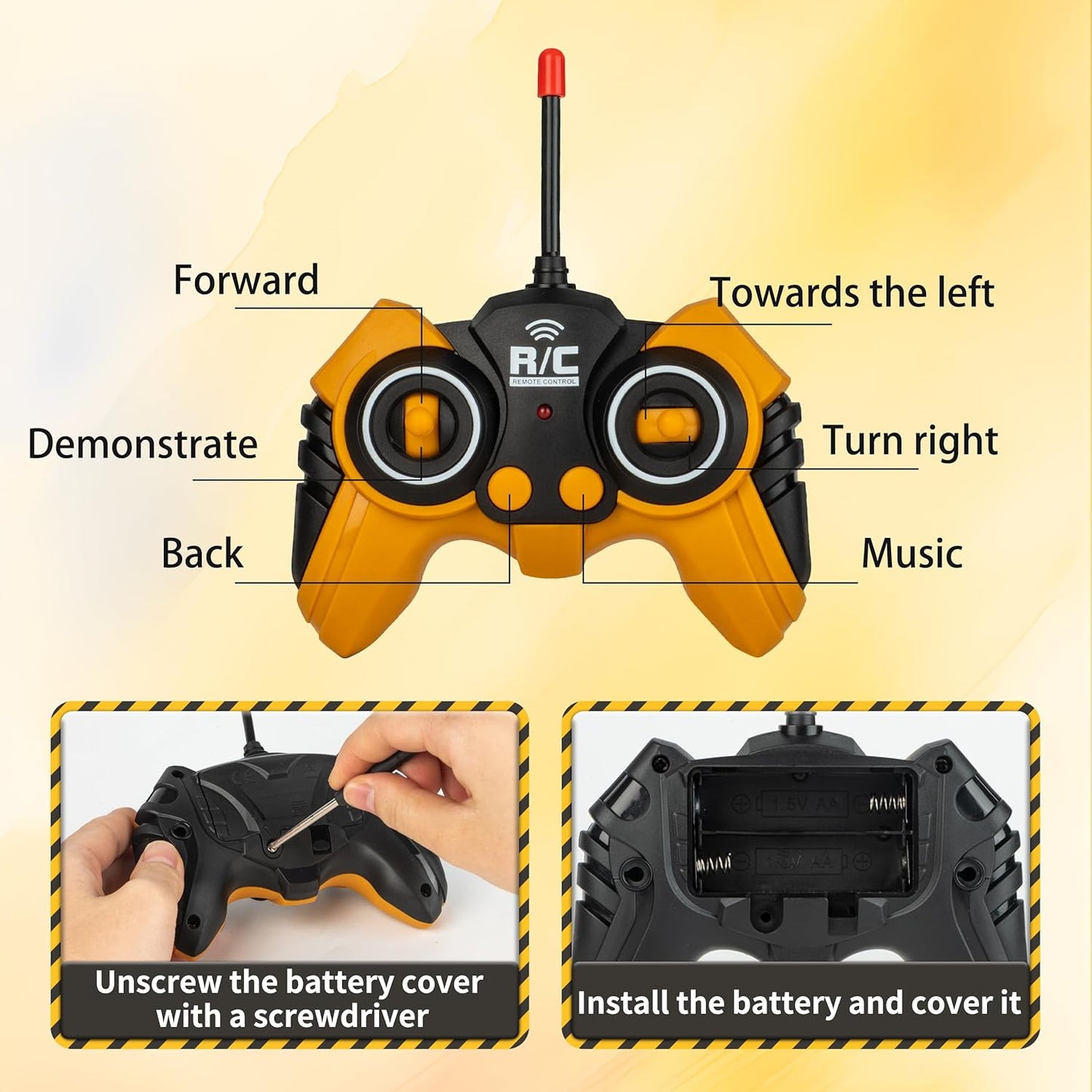 MLcnleS Kids Play Trucks Construction Toy - Remote Control Mixer Cement Truck Moveable with Light Sound, Barricade, Rechargable Vehicles Truck for 6 7 8 9 10 11 12 Years Old Boys Girls Birthday