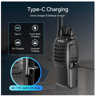 Retevis H-777 2 Way Radios Long Range Rechargeable Hand Free Adults Walkie Talkies with Charging Base