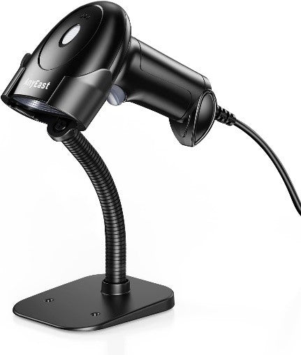Barcode Scanner with Stand, USB Wired Inventory 2D 1D QR Code Scanner for Computer POS MAC with Automatic Screen Scanning, Handheld CMOS Image Bar Code Reader for Warehouse Library Supermarket