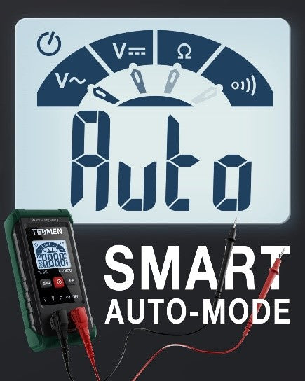 TESMEN TM-510 Digital Multimeter, 4000 Counts, Smart Measurement, Auto-Ranging Voltmeter; Voltage Tester with Non-Contact Voltage Function, Measures AC/DC Voltage, Resistance, Continuity - Green