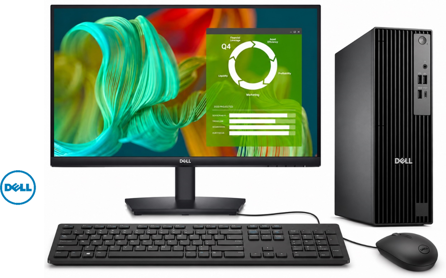 DELL PRO SLIM QCS1250 DESKTOP INTEL CORE ULTRA 5 235 512GB SSD 8GB DDR5 WIRED KEYBOARD & MOUSE Dell 24" Monitor