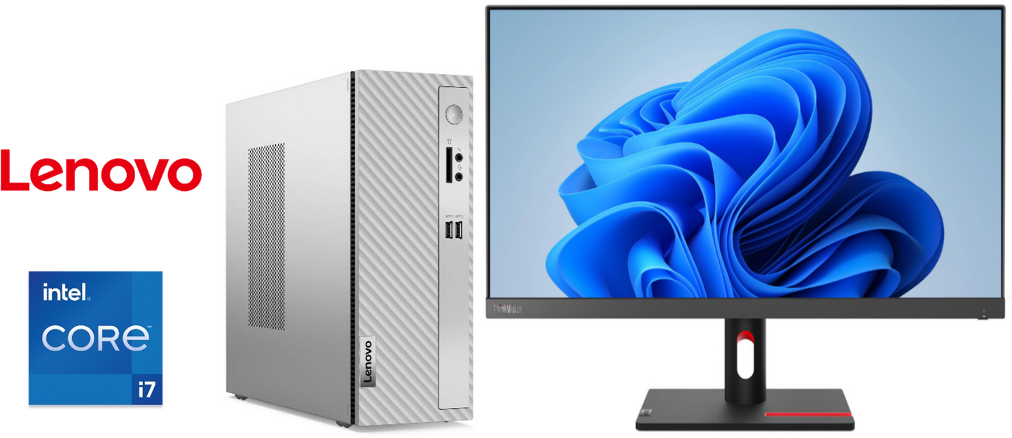 Lenovo 3 07IRB8 SFF Core™ i7-14700 1TB SSD 16GB WIN11 Keyboard Mouse CLOUD GREY Lenovo 24'' Monitor