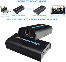 Mirabox HDMI Extender 120m Over TCP IP Rj45 Cat5 Cat5e Cat6 Cat6e UTP STP Ethernet LAN Switch Network Support 400ft 1080P, Black (HSV373 A Pair)