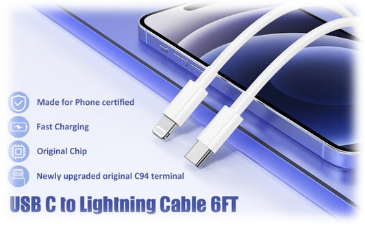 USB C to Lightning Cable 6FT -1.82m, Fast Charging Cord