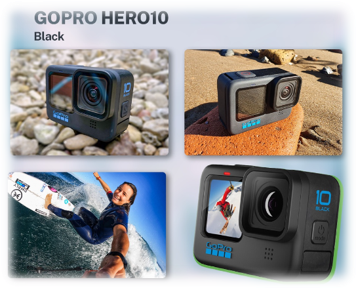 GoPro HERO10 Action Camera Bundle BLACK : 2 Batteries, Case, Shorty Pole / Tripod